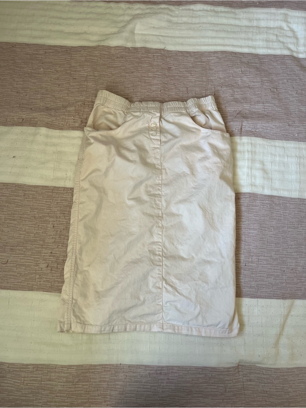 Vintage Y2K Jordache Baby Pink Cotton Elastic Waist Knee length Skirt Slit S